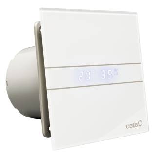 Cata E-100GTH ventilátor üveg előlappal, utószellőztető, alapszellőztető és páraérzékelő funkcióval, fehér