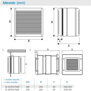 Cata B-30 szellőztető ventilátor