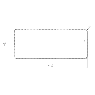 Elica - Lapos csatorna 220x90 mm, hossz: 1000 mm