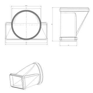 Elica - Cső-lapos csatorna átalakító ø150 mm - 220x90mm